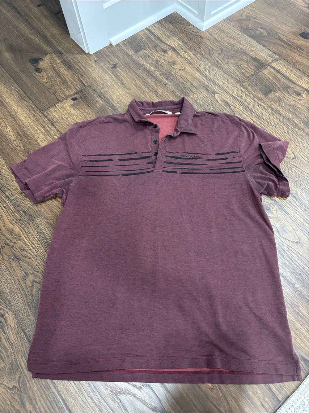 Travis Mathew Maroon Polo with Black Stripe Detail